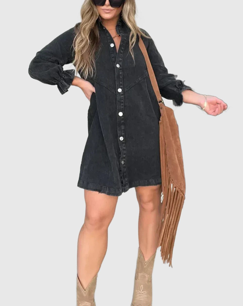 Amar™ Elisheva - שמלת ג'ינס עם שרוולים ארוכים