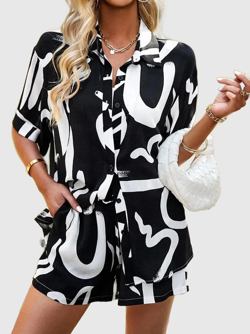 Amar™ Merav - סט חולצה ומכנסיים מודפסים