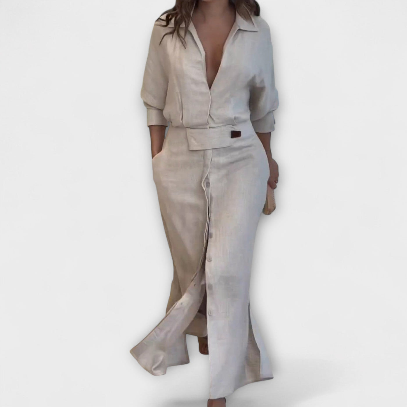 חנה | שמלת מקסי פשתן נשית וקלילה לקיץ הישראלי