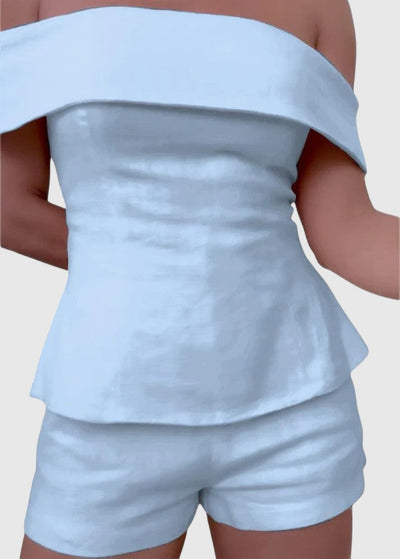 Amar™ Hadar - חולצת אוף-שולדר קז'ואל ומכנסיים קצרים