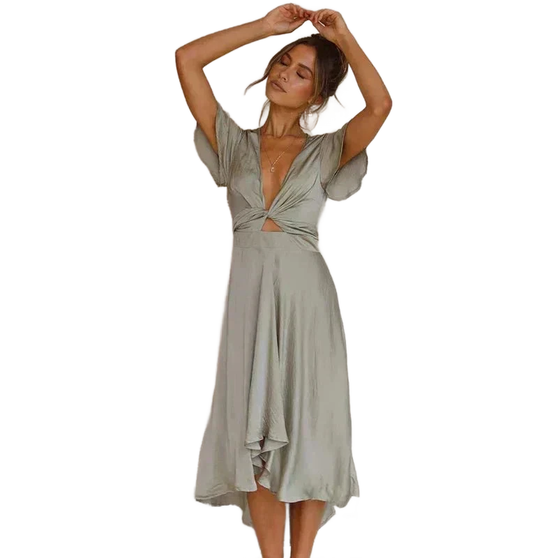 Amar™ Dafna - שמלת מידי אלגנטית עם שכבות/פליטים