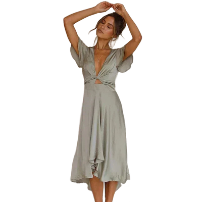 Amar™ Dafna - שמלת מידי אלגנטית עם שכבות/פליטים