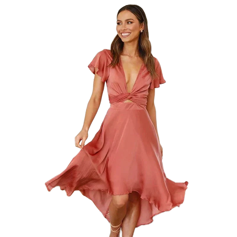 Amar™ Dafna - שמלת מידי אלגנטית עם שכבות/פליטים