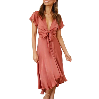 Amar™ Dafna - שמלת מידי אלגנטית עם שכבות/פליטים