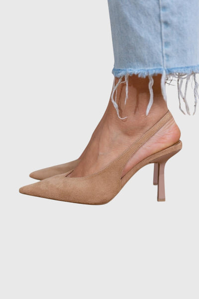 מרלנה - נעליים עם עקב נמוך בצבע נוד