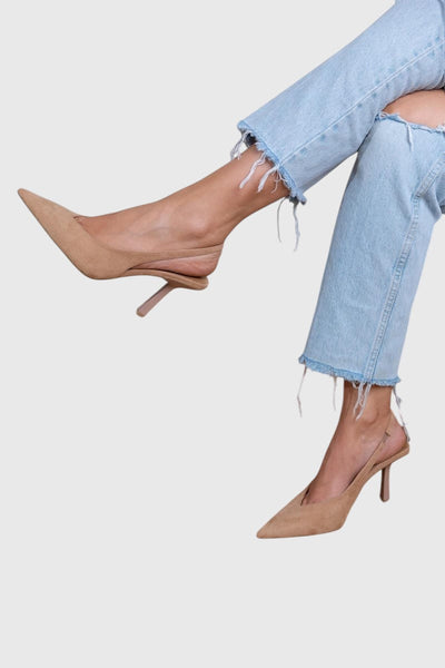 מרלנה - נעליים עם עקב נמוך בצבע נוד