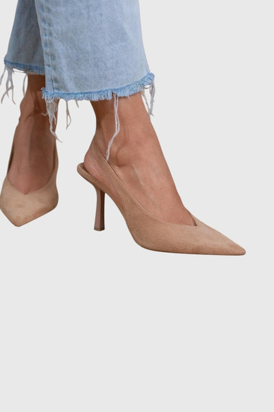 מרלנה - נעליים עם עקב נמוך בצבע נוד